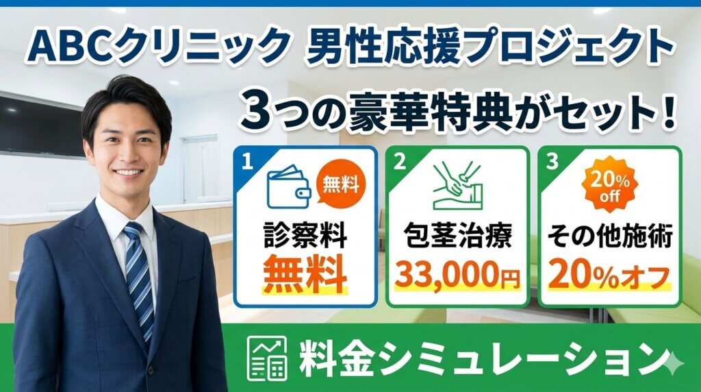 ABCクリニック男性応援プロジェクトの割引内容と料金シミュレーション